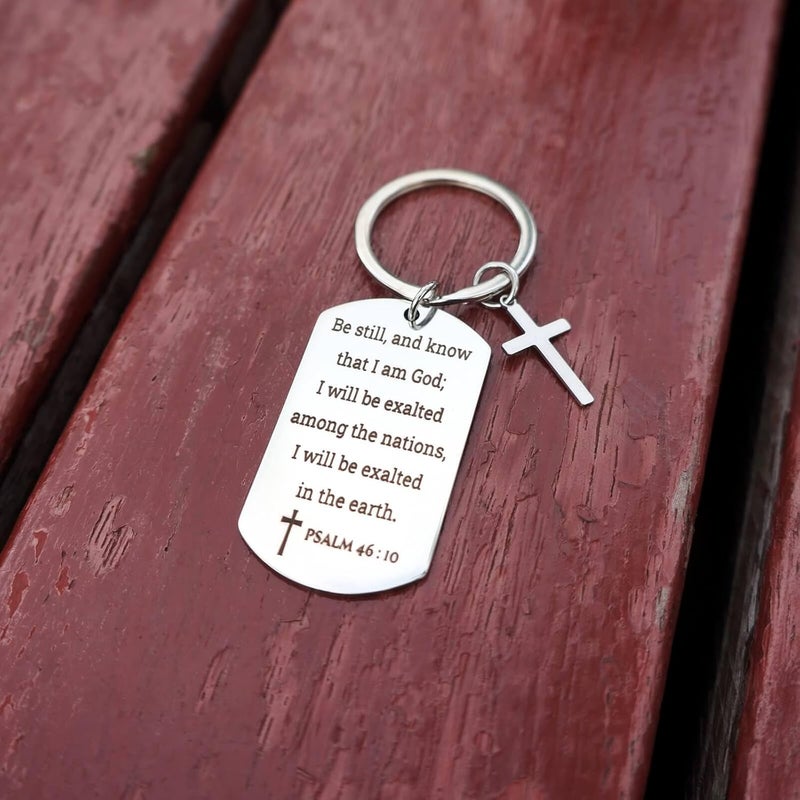 GiftYou Inspirational Scripture Metal Key Chains with Cross Pendant - Bible Verse Keychain Religious Gift for Christian - Image 3